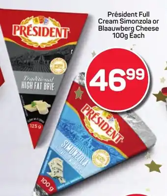 Pick n Pay Hypermarket Président Full Cream Simonzola or Blaauwberg Cheese offer