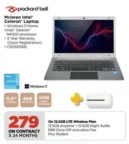 HiFi Corp Packard Bell Mclaren Intel Celeron Laptop offer