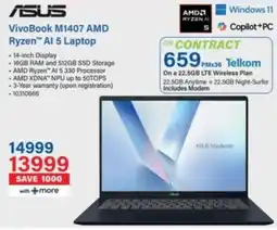 Incredible Connection ASUS VivoBook M1407 AMD Ryzen AI 5 Laptop offer