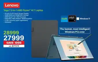 Incredible Connection Lenovo Yoga 7 2-in-1 AMD Ryzen AI 7 Laptop offer