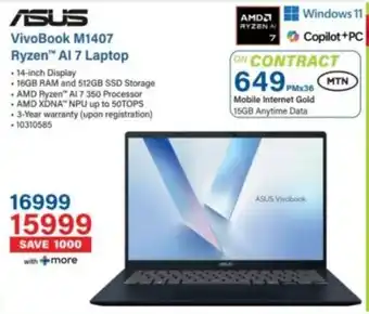 Incredible Connection ASUS VivoBook M1407 Ryzen AI 7 Laptop offer
