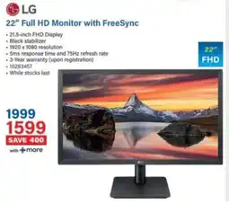 Incredible Connection LG 22" Full HD Monitor with FreeSync offer