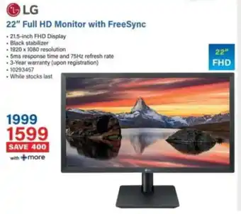 Incredible Connection LG 22" Full HD Monitor with FreeSync offer