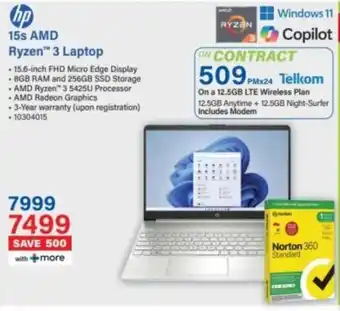 Incredible Connection HP 15s AMD Ryzen 3 Laptop offer