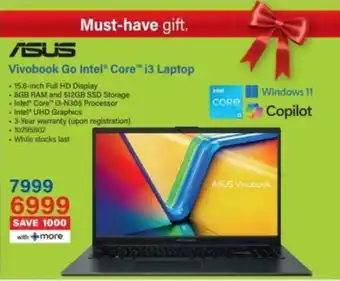 Incredible Connection ASUS Vivobook Go Intel Core i3 Laptop offer