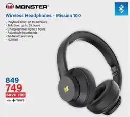 Incredible Connection Monster Wireless Headphones Mission 100 offer