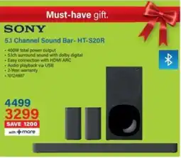 Incredible Connection SONY 5.1 Channel Sound Bar-HT-S20R offer