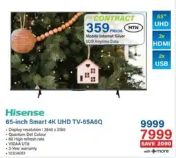 Incredible Connection Hisense 65-inch Smart 4K UHD TV-65A6Q offer