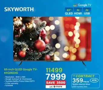 Incredible Connection SKYWORTH 65-inch QLED Google TV- 65Q6620G offer