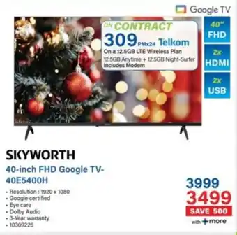 Incredible Connection Skyworth 40-inch FHD Google TV- 40E5400H offer