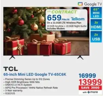 Incredible Connection TCL 65-inch Mini LED Google TV-65C6K offer