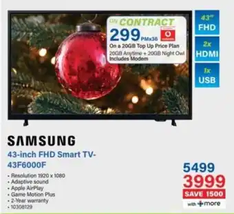 Incredible Connection Samsung 43-inch FHD Smart TV- 43F6000F offer
