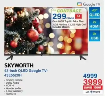 Incredible Connection Skyworth 43-inch QLED Google TV offer