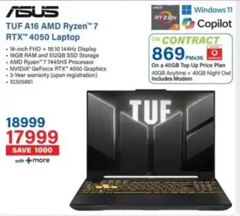 Incredible Connection ASUS TUF A16 AMD Ryzen 7 RTX 4050 Laptop offer