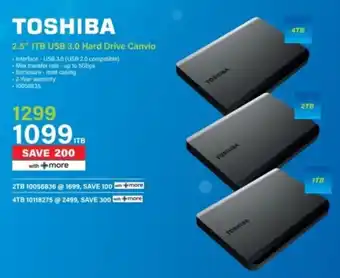 Incredible Connection Toshiba 2.5" 1TB USB 3.0 Hard Drive Canvio offer