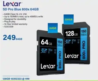 Incredible Connection Lexar SD Pro Blue 800x 64GB offer