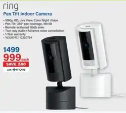 Incredible Connection Ring Pan Tilt Indoor Camera offer