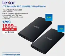 Incredible Connection Lexar 1TB Portable SSD 1000MB/s Read/ Write offer