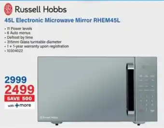 Incredible Connection Russell Hobbs Electronic Microwave Mirror RHEM45L offer