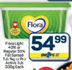 Pick n Pay Hypermarket Flora Light 40% or Regular 50% Fat Spread Tub or Pro Active Tub offer