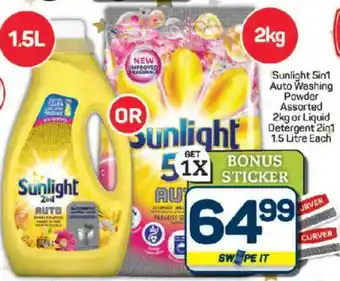 Pick n Pay Hypermarket Sunlight 5in1 Auto Washing Powder Assorted or Liquid Detergent 2in1 offer