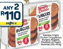 Pick n Pay Hypermarket Rainbow Frozen Chicken Crispy Bakes, Burgers, Nuggets, Steaklets or Fingers Assorted offer