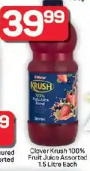 Pick n Pay Hypermarket Clover Krush 100% Fruit Juice Assorted offer