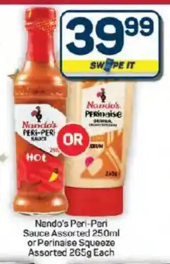Pick n Pay Hypermarket Nando's Peri-Peri Sauce Assorted or Perinaise Squeeze Assorted offer