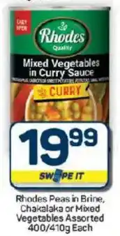Pick n Pay Hypermarket Rhodes Peas in Brine, Chakalaka or Mixed Vegetables Assorted offer