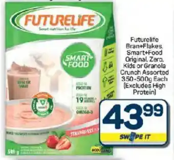 Pick n Pay Hypermarket Futurelife Bran + Flakes Smart + Food Original, Zero, Kids or Granola Crunch Assorted offer