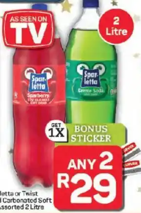 Pick n Pay Hypermarket Sparletta or Twist Flavoured Carbonated Soft Drink Assorted offer
