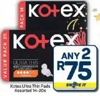 Pick n Pay Hypermarket Kotex Ultra Thin Pads Assorted offer