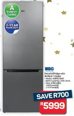 Pick n Pay Hypermarket KIC Metallic Fridge with Bottom Freezer offer