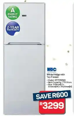 Pick n Pay Hypermarket KIC White Fridge with Top Freezer offer