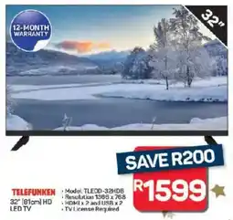 Pick n Pay Hypermarket TELEFUNKEN 32" 81cm HD LED TV offer