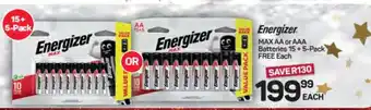 Pick n Pay Hypermarket Energizer Max AA or AAA Batteries offer