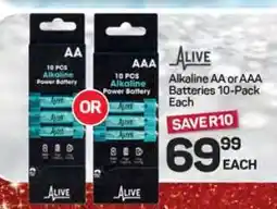 Pick n Pay Hypermarket ALive Alkaline AA or AAA Batteries 10-Pack offer