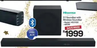 Pick n Pay Hypermarket Hisense 3.1 Soundbar with Wireless Soundbar offer