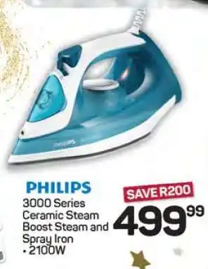 Pick n Pay Hypermarket PHILIPS 3000 Series Ceramic Steam Boost Steam and Spray Iron offer