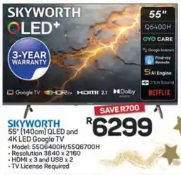 Pick n Pay Hypermarket SKYWORTH 55 QLED and 4K LED Google TV offer
