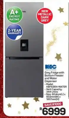 Pick n Pay Hypermarket Grey Fridge with Bottom Freezer and Water Dispenser offer