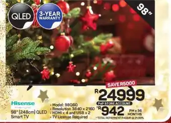 Pick n Pay Hypermarket Hisense 98-inch QLED Smart TV offer