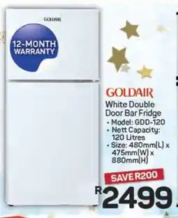 Pick n Pay Hypermarket Goldair White Double Door Bar Fridge offer