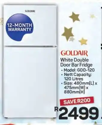 Pick n Pay Hypermarket Goldair White Double Door Bar Fridge offer