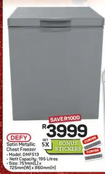 Pick n Pay Hypermarket Defy Satin Metallic Chest Freezer offer