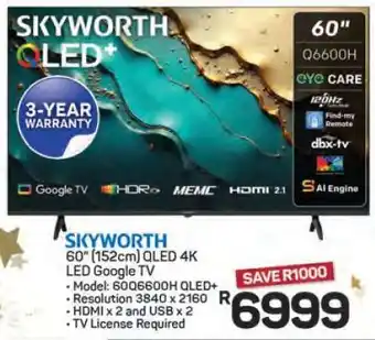 Pick n Pay Hypermarket SKYWORTH 60 (152cm) QLED 4K LED Google TV offer