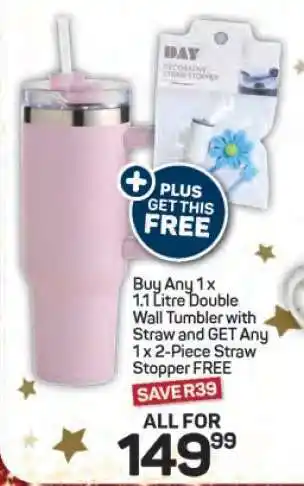 Pick n Pay Hypermarket 1.1 Litre Double Wall Tumbler with Straw offer