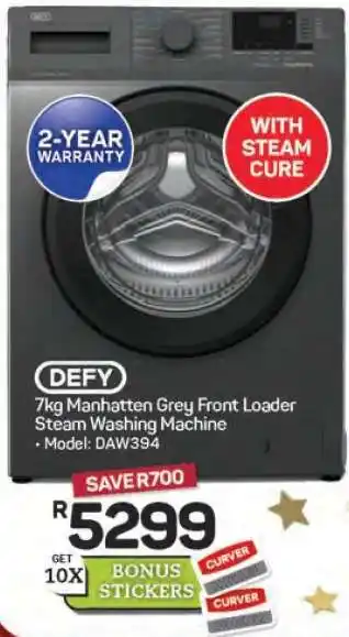 Pick n Pay Hypermarket DEFY 7kg Manhattan Grey Front Loader Steam Washing Machine offer