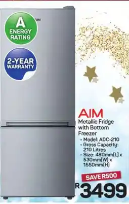 Pick n Pay Hypermarket AIM Metallic Fridge with Bottom Freezer offer