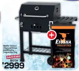 Pick n Pay Hypermarket Stellar Deluxe Charcoal Braai and Etosha Triquettes 5kg offer